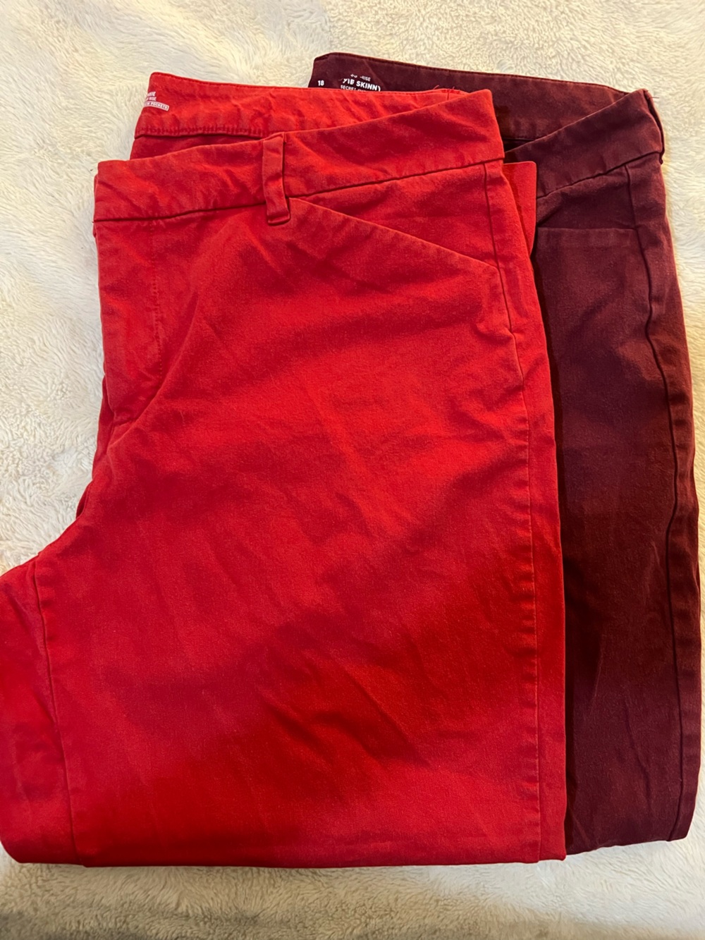 2-for-1! Old Navy High Waist Ankle Length Pixie Skinny Chinos in Red & Burgundy
